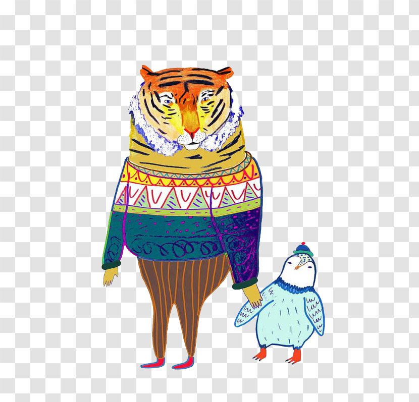 Tiger Illustrator Illustration - Clothing - Tigers And Penguins Transparent PNG