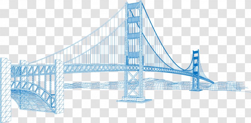 Golden Gate Bridge Eiffel Tower Vector Building - Blue - San Francisco Transparent PNG