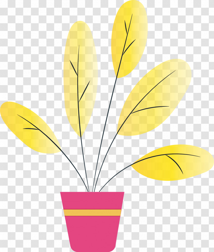 Plant Stem Flower Leaf Yellow Flowerpot Transparent PNG