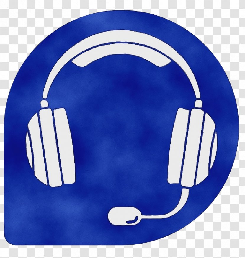 Headphones Cartoon - Watercolor - Plate Electric Blue Transparent PNG