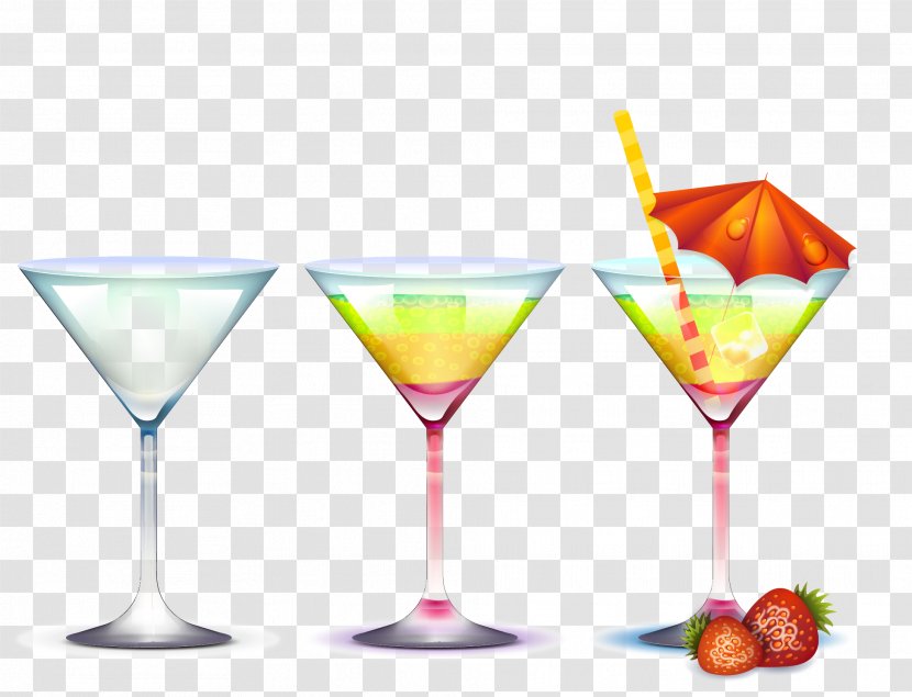 Cocktail Garnish Cosmopolitan Martini Non-alcoholic Drink - Glass - Vector Hand-painted Transparent PNG