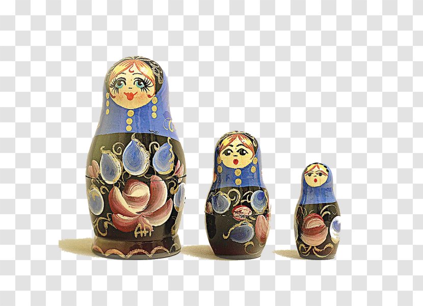 Kirov Figurine Matryoshka Doll Ceramic Cobalt Blue Transparent PNG