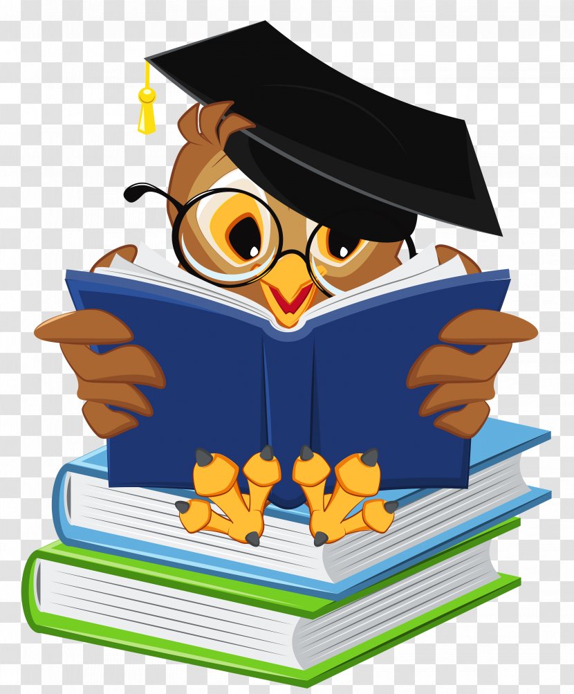 Graduation Ceremony Owl Square Academic Cap Icon - With School Books Clipart Picture Transparent PNG