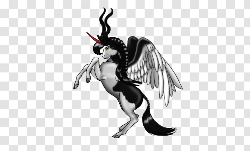 Horse Mammal Demon Animated Cartoon - Black And White Transparent PNG