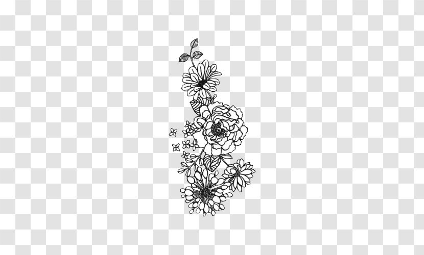 Flower Drawing Black And White - Visual Arts Transparent PNG