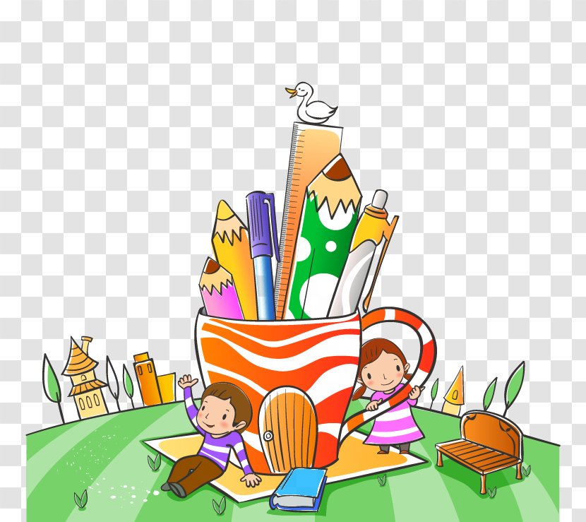 Child School Cartoon Illustration - Vector Two Pen Against Children Transparent PNG