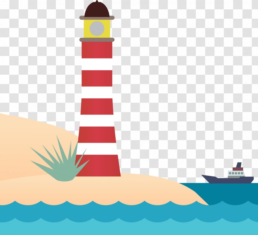 Cartoon Lighthouse Euclidean Vector - Desert Fort Ocean Ship Overseas Creative Ideas Transparent PNG