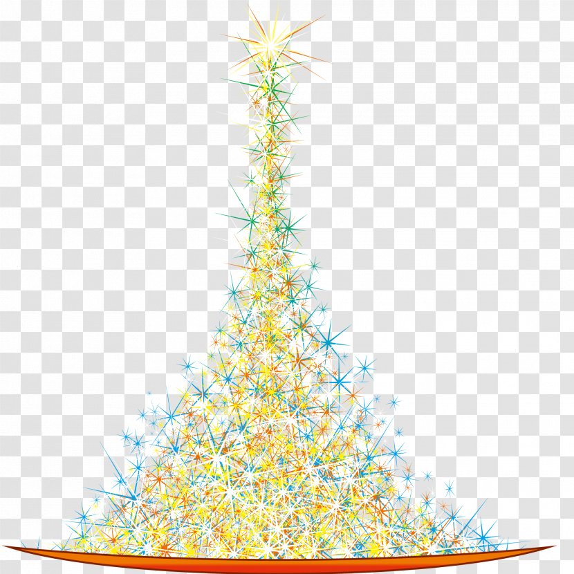 Christmas Tree - Pine Family - Starlight Decorated Vector Transparent PNG