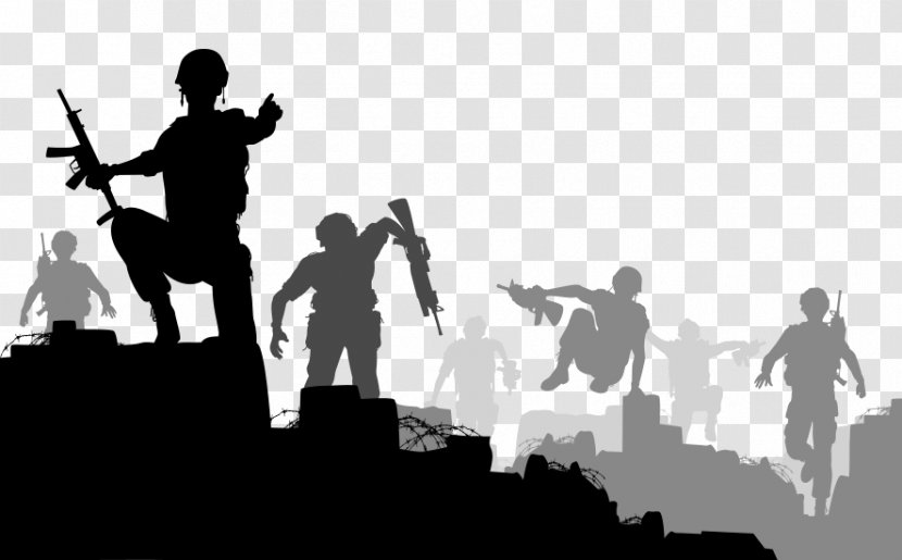 Silhouette Soldier War - Monochrome Photography Transparent PNG