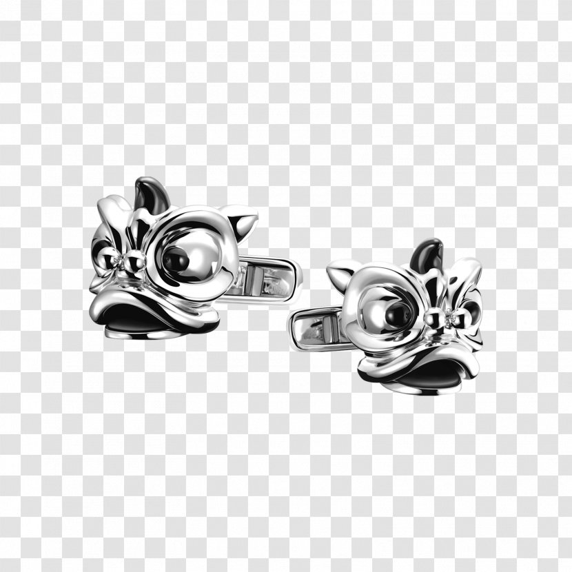 Earring Qeelin Jewellery Cufflink Watch - Black And White Transparent PNG