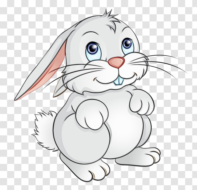 Cartoon Line Art Whiskers Nose Rabbit Transparent PNG