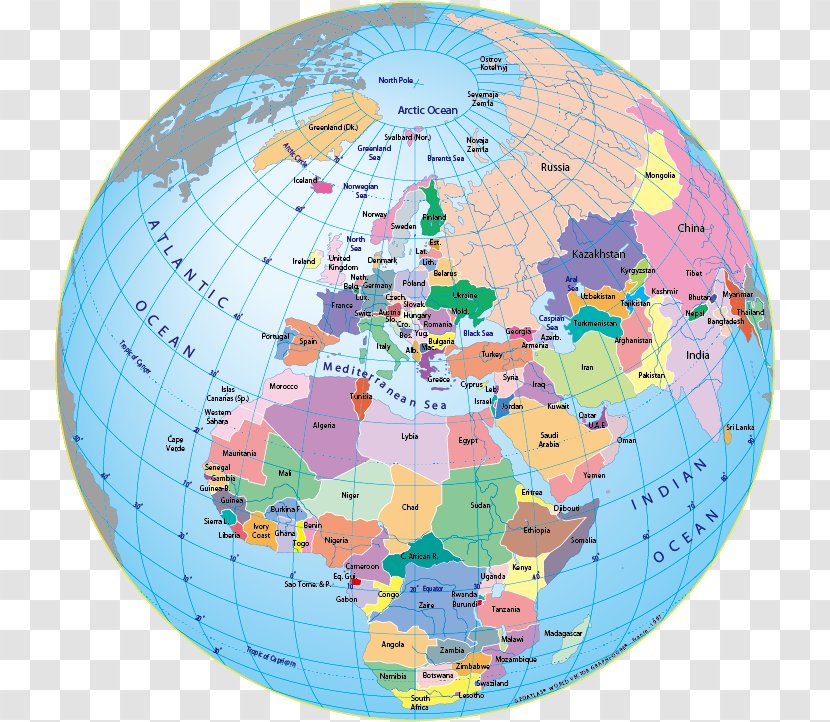World Map Globe Continent - Vector Transparent PNG