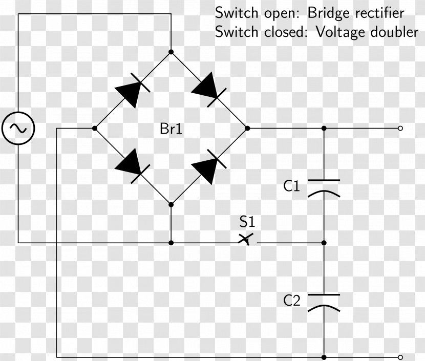 Rectifier Voltage Multiplier Doubler Diode Bridge Regulator - Drawing - High Transparent PNG