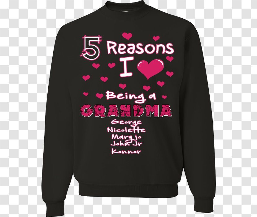 T-shirt Sweater Crew Neck Sleeve Bluza - Flower - Black Grandfather With Grandkids Transparent PNG