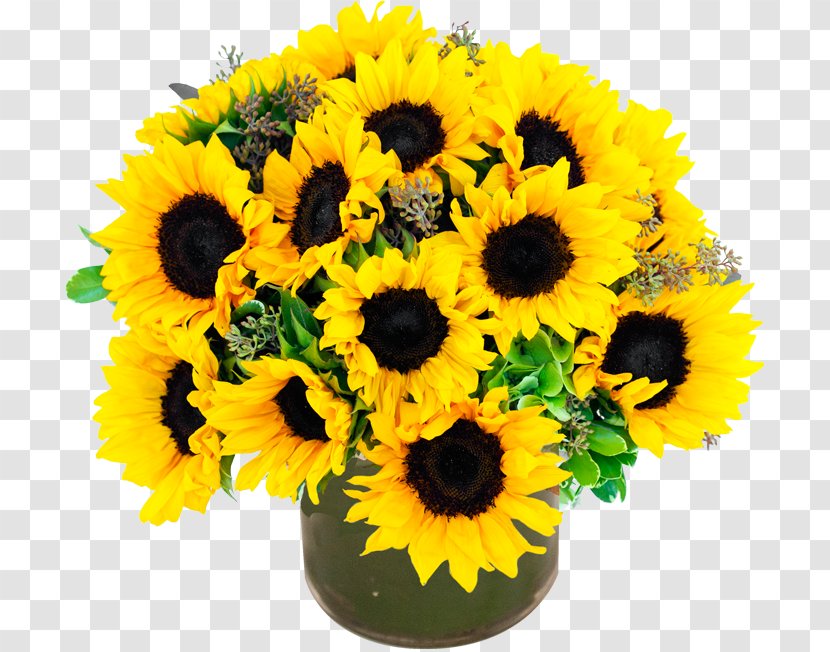 Common Sunflower Post-a-Rose Floral Design Flower Bouquet - Yellow - Fall Baskets Transparent PNG