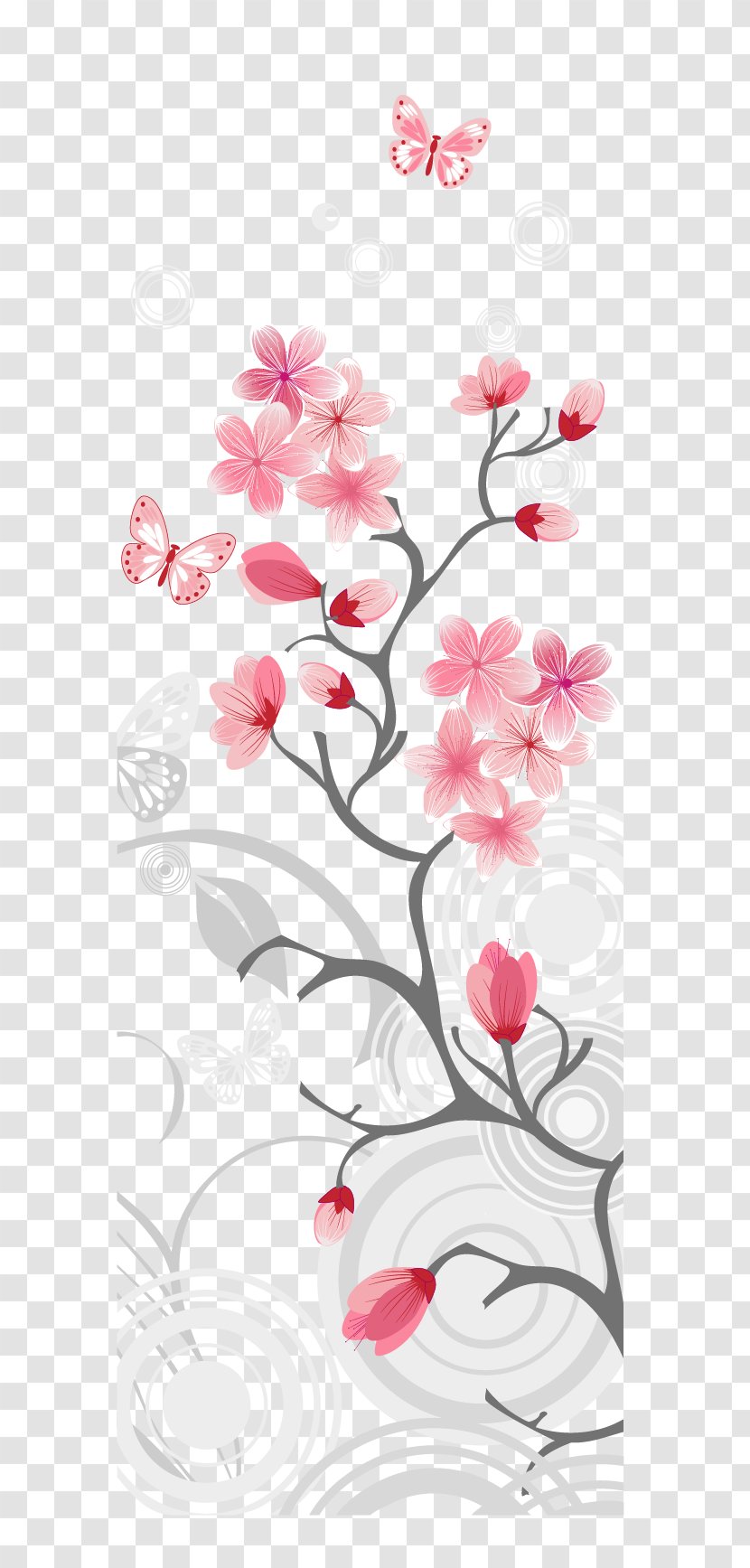 Cherry Blossom Illustration - Paint - Branch Petals Transparent PNG