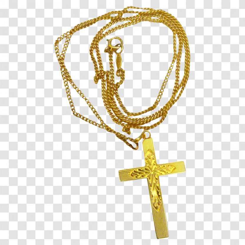 Cross Necklace Chain Charms & Pendants Jewellery - Colored Gold Transparent PNG