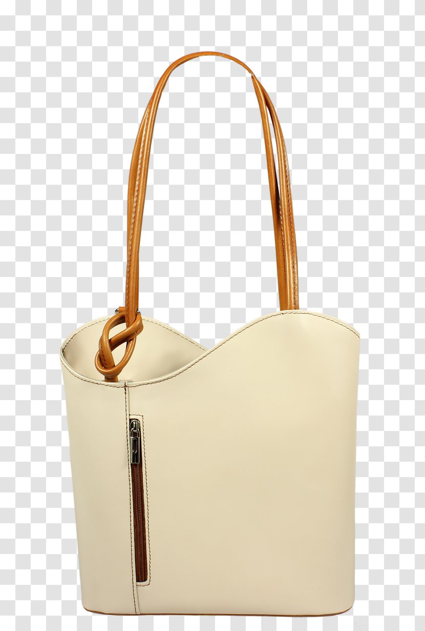 Tote Bag Leather Handbag Beige Zipper - Camel Transparent PNG
