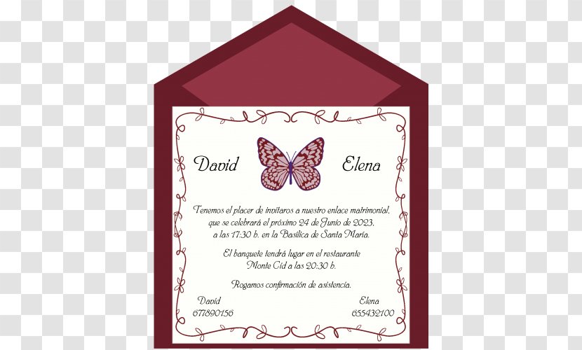 Wedding Invitation Convite Pays Marennes-Oléron Butterflies And Moths Transparent PNG