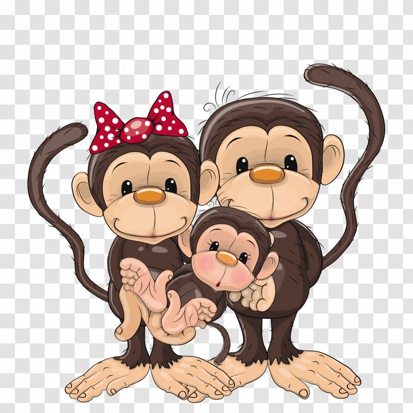 Monkey Family Clip Art - Cartoon Transparent PNG