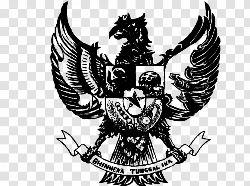 Logo National Emblem Of Indonesia White - Eagle - Monochrome Transparent PNG