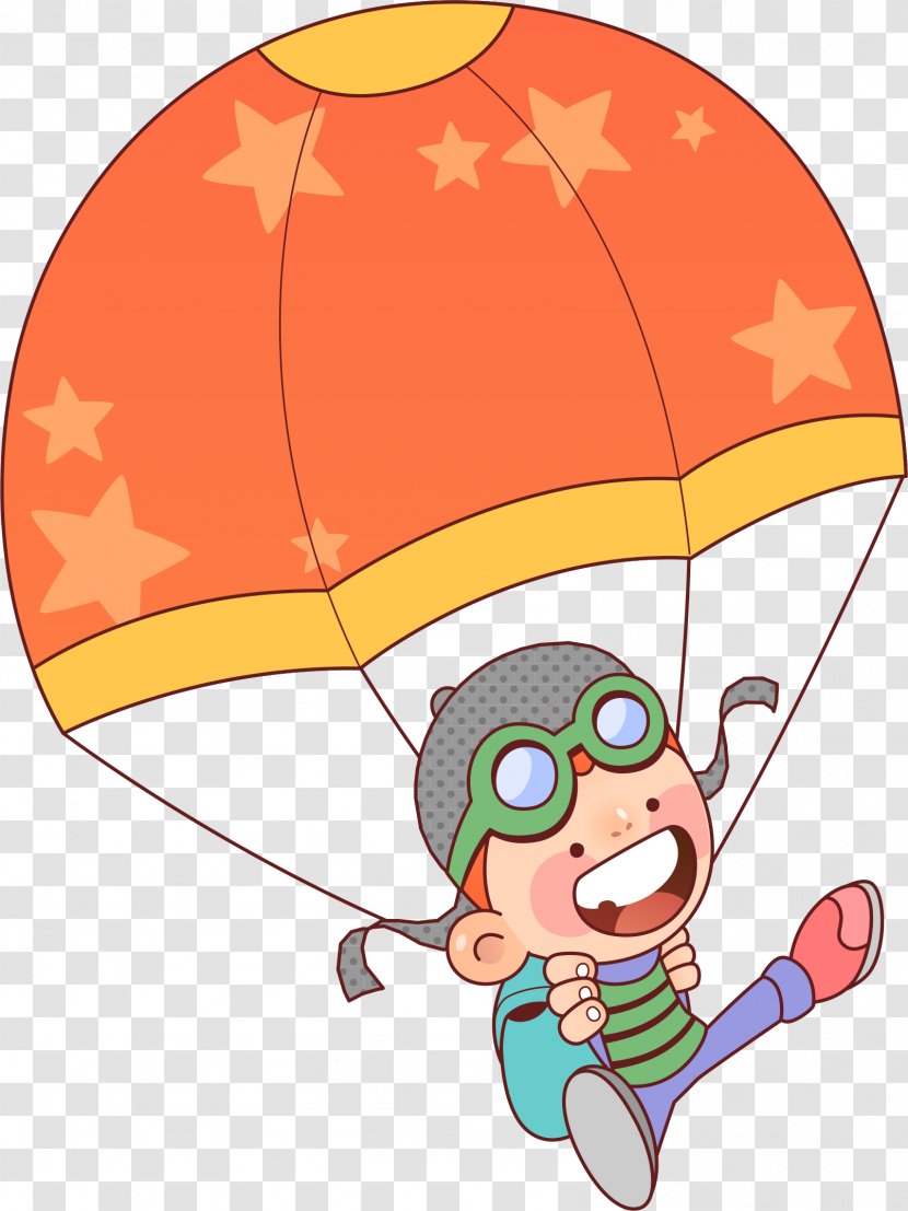 Child Cartoon Clip Art - Flower - Parachute Boy Transparent PNG