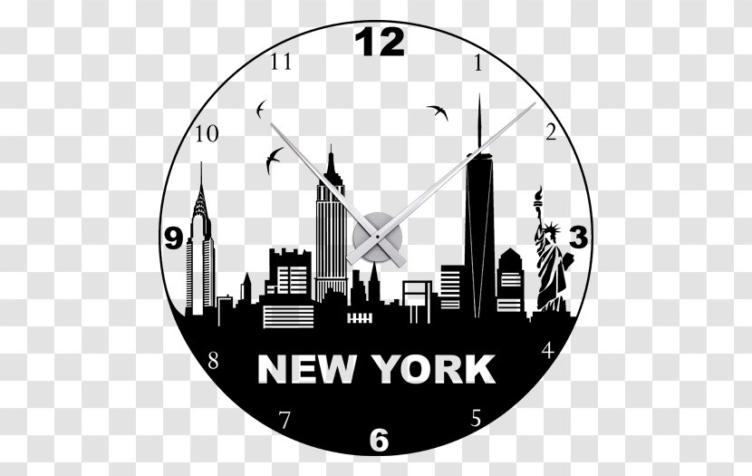 New York City Skyline Wall Decal Clock Transparent PNG