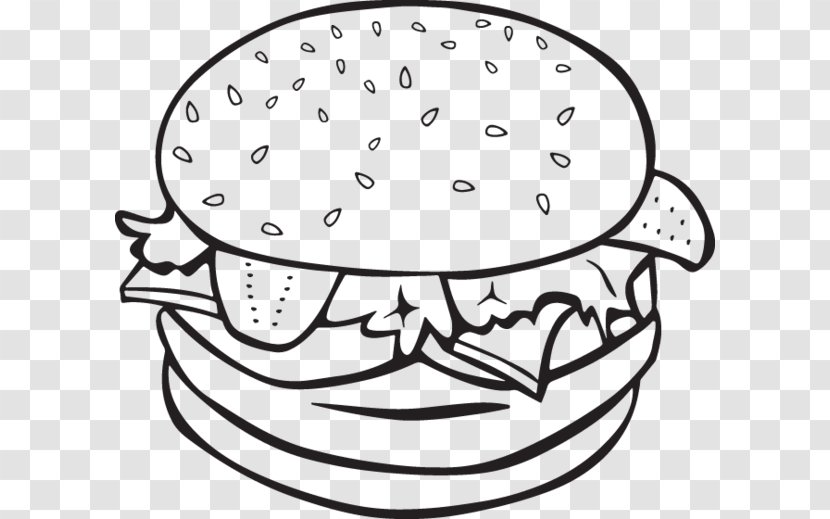 Cheeseburger Hamburger French Fries Junk Food Coloring Book - Face - Bun Transparent PNG