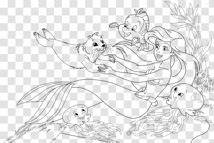 Ariel Mermaid Coloring Pages Book King Triton - Tree Transparent PNG