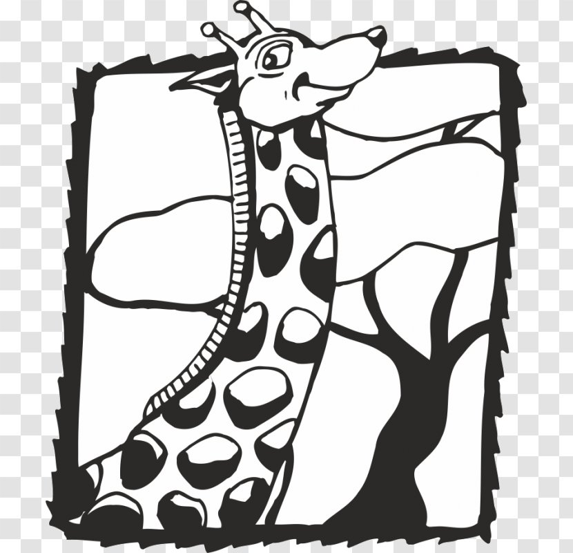 Giraffe Clip Art Drawing Cartoon Mammal - Monochrome Transparent PNG