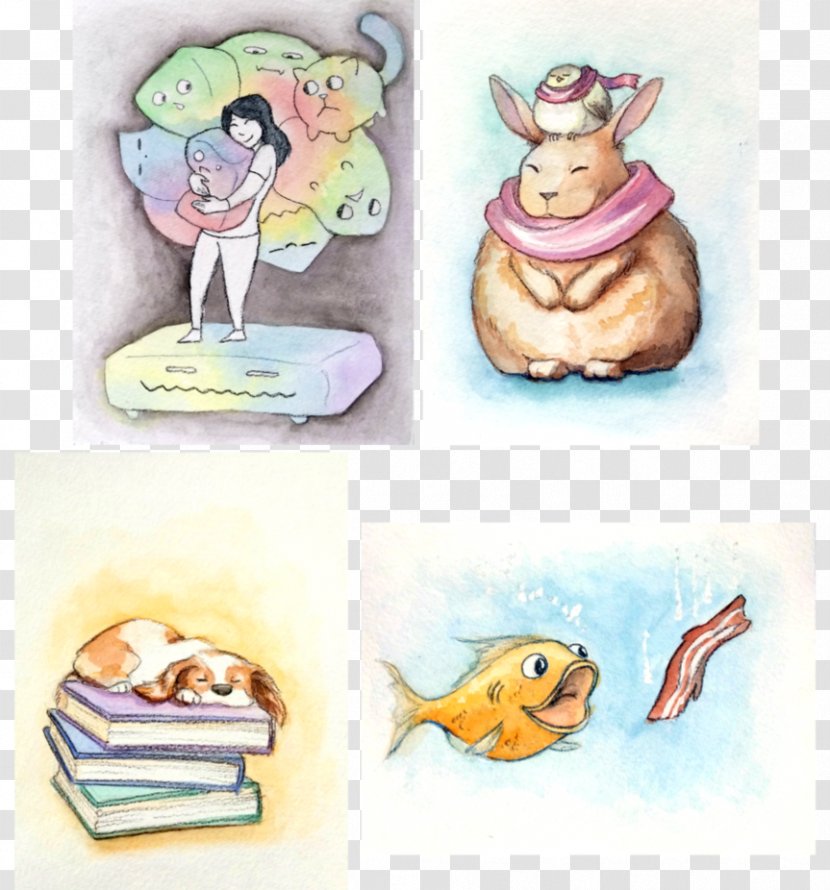 Paper Cartoon Character Animal - Watercolor Set Transparent PNG