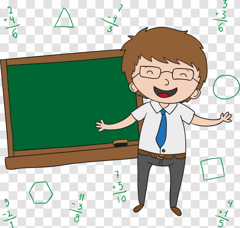 Teachers Day Cartoon Clip Art - Boy - Happy Smiling Teacher Transparent PNG