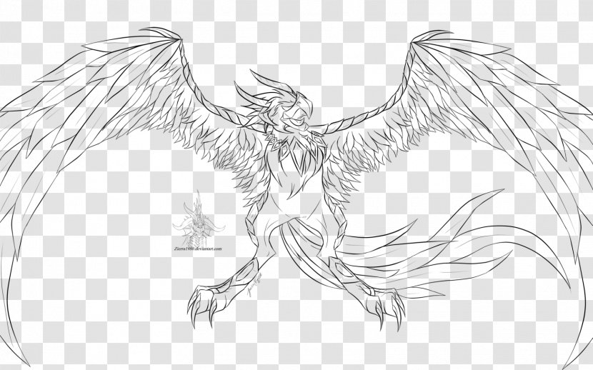 Drawing Line Art Phoenix Sketch - Silhouette Transparent PNG