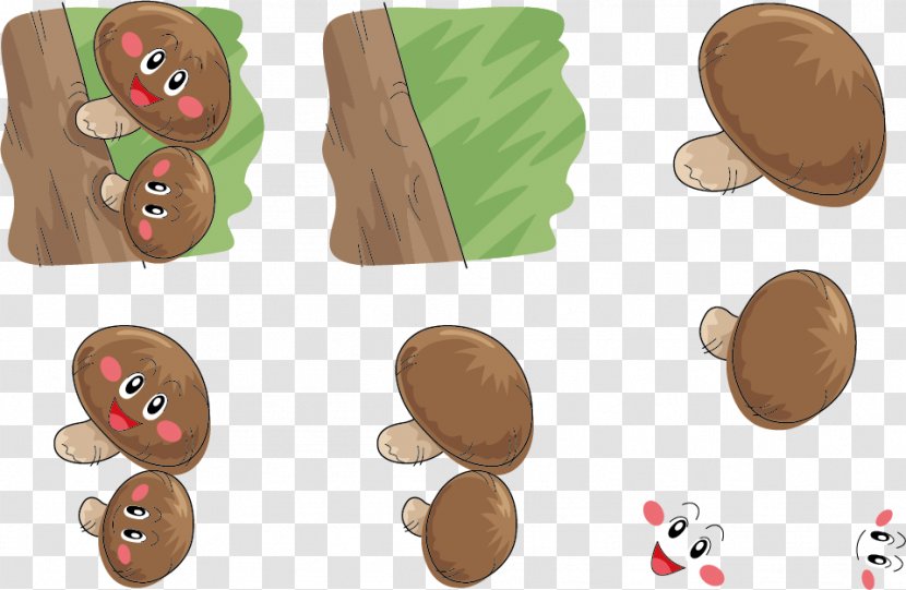 Mushroom Cartoon Shiitake Illustration - Happy Expression Vector Mushrooms Transparent PNG