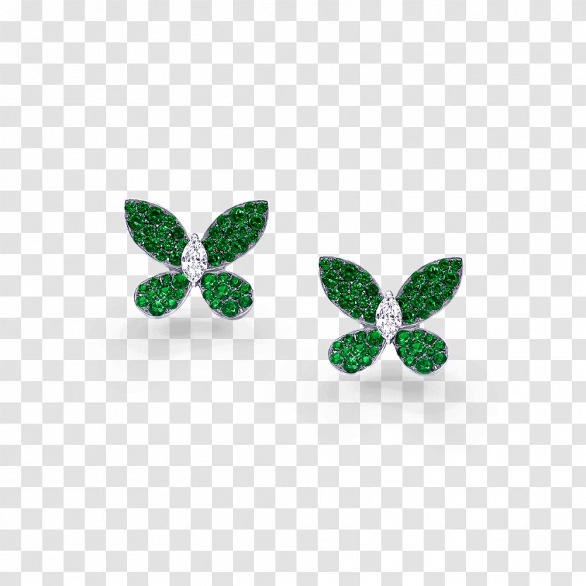 Earring Emerald Butterfly Gemstone Graff Diamonds - Pollinator Transparent PNG