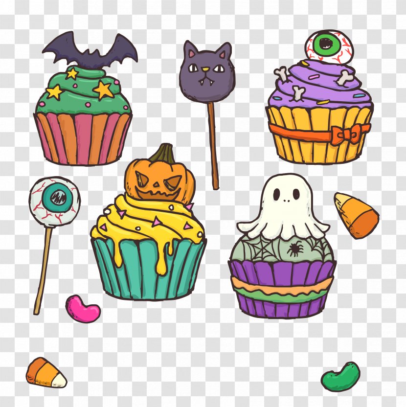 Cupcake Gugelhupf Bakery Halloween - Horror Funny Cake Transparent PNG