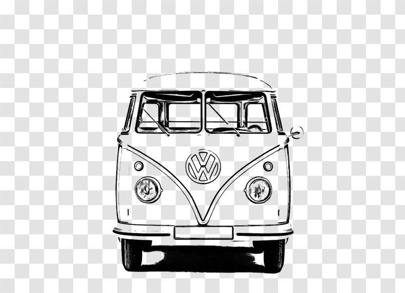 Volkswagen Type 2 Van Car Group - Black And White Transparent PNG