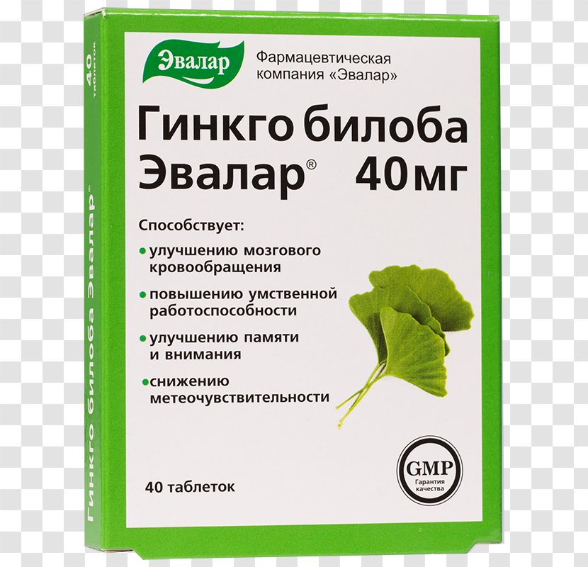 Dietary Supplement Ginkgo Biloba Evalar Tablet Pharmaceutical Drug - Ginkgo-biloba Transparent PNG