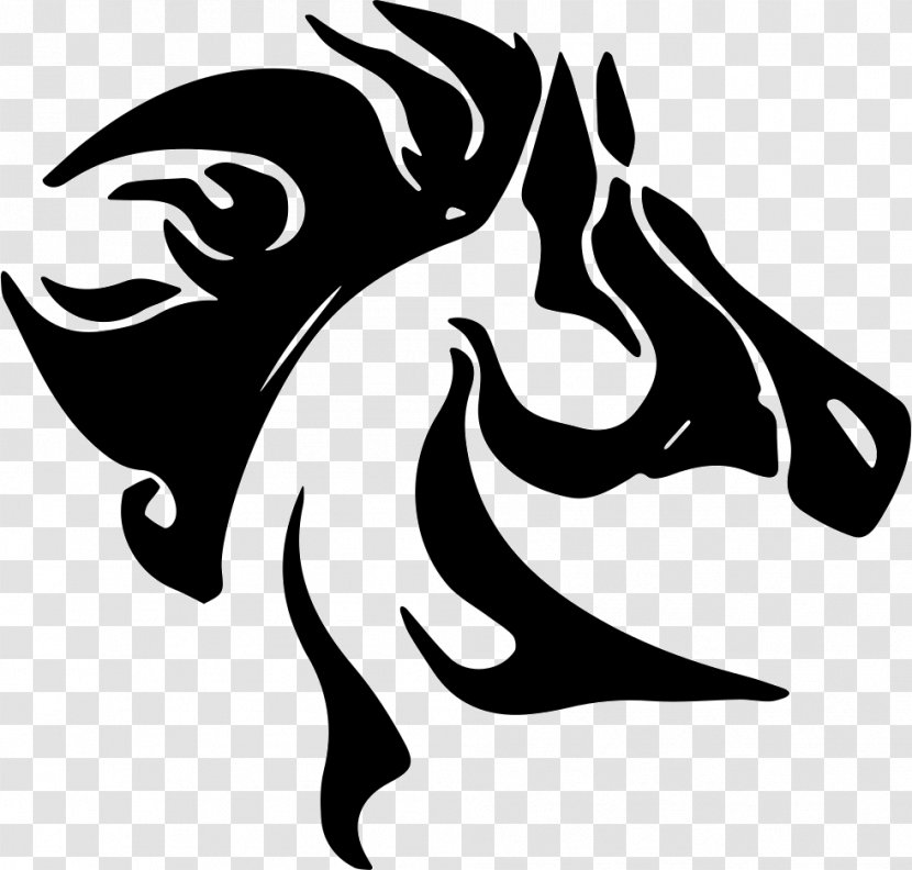 Standing Horse Silhouette - Black And White Transparent PNG