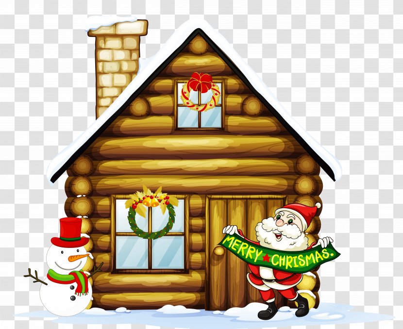 Transparent Christmas House With Santa And Snowman Clipart - Gingerbread - Decoration Transparent PNG