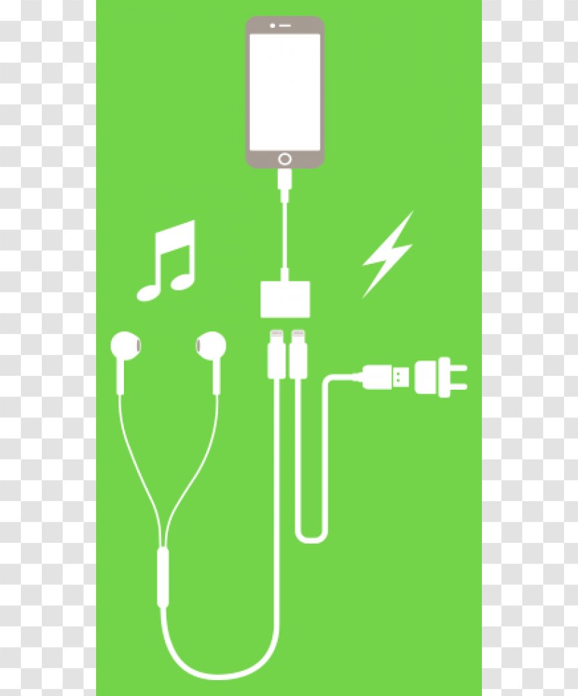 Apple IPhone 7 Plus 8 Belkin Lightning Audio + Charge RockStar AC Adapter - Headphones - Cable Transparent PNG