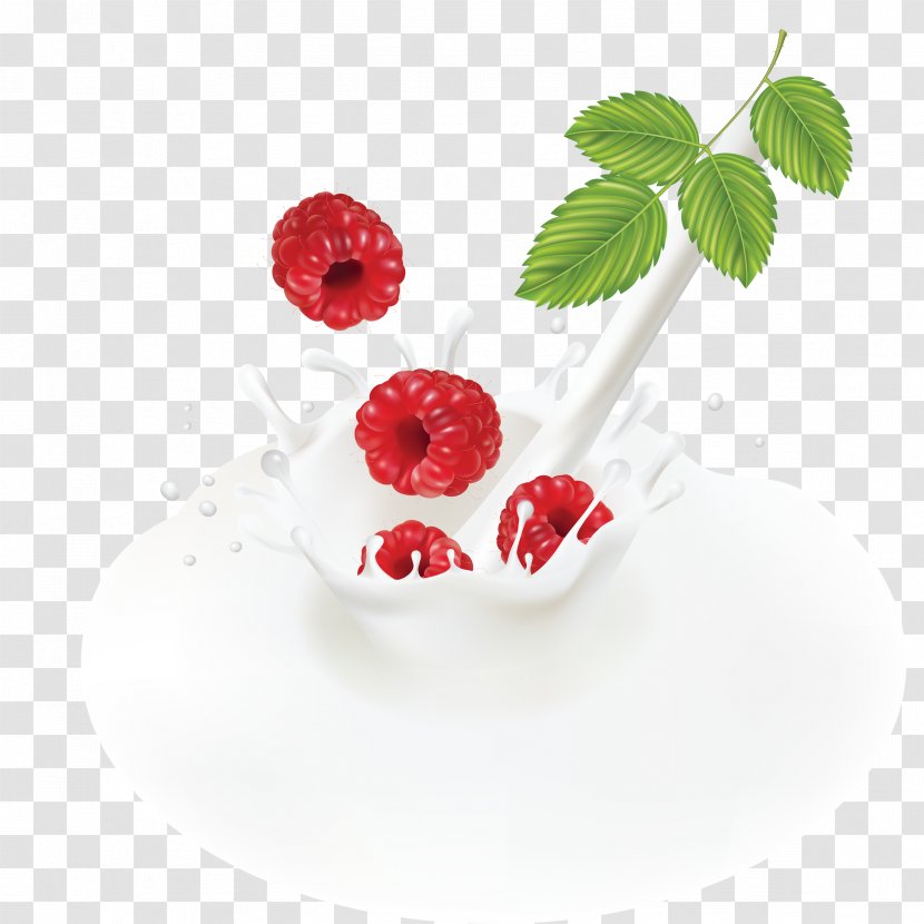 Milk Raspberry Fruit - Strawberries - Mulberry Splashing The Transparent PNG