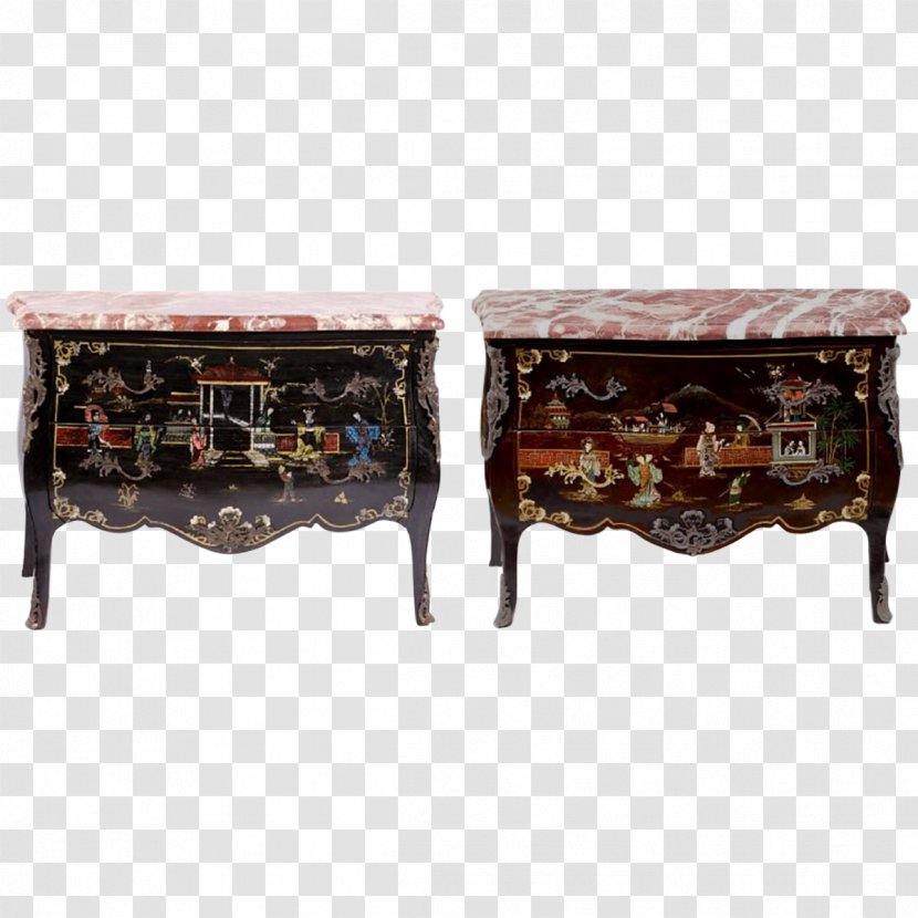 Bedside Tables Louis Quinze Commode Chinoiserie - Watercolor - Hand-painted Living Room Transparent PNG