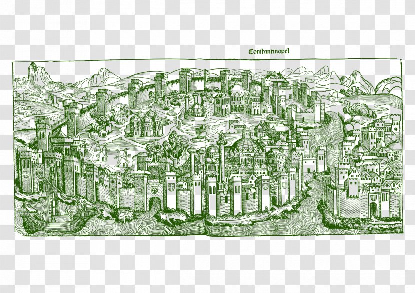 Nuremberg Chronicle Constantinople Engraving Geneva City - Hartmann Schedel Transparent PNG