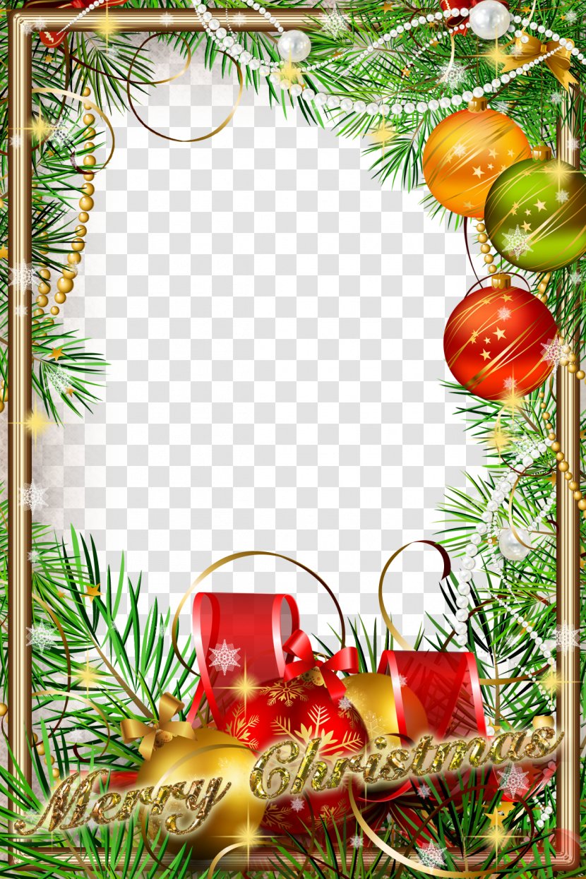 Christmas Ornament New Year Tree Picture Frame - Fir - Green Material Transparent PNG