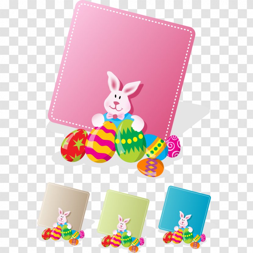 Easter Bunny Egg Greeting Card Rabbit - Postcard - Cartoon Image Vector Material Transparent PNG