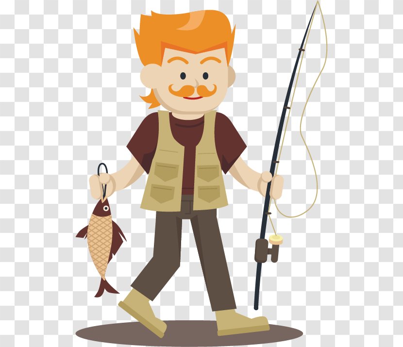 Angling Illustration - Vector Man Fishing Transparent PNG