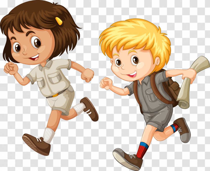 Child Running Cartoon Illustration - Heart - Vector Cute Kids Run Transparent PNG