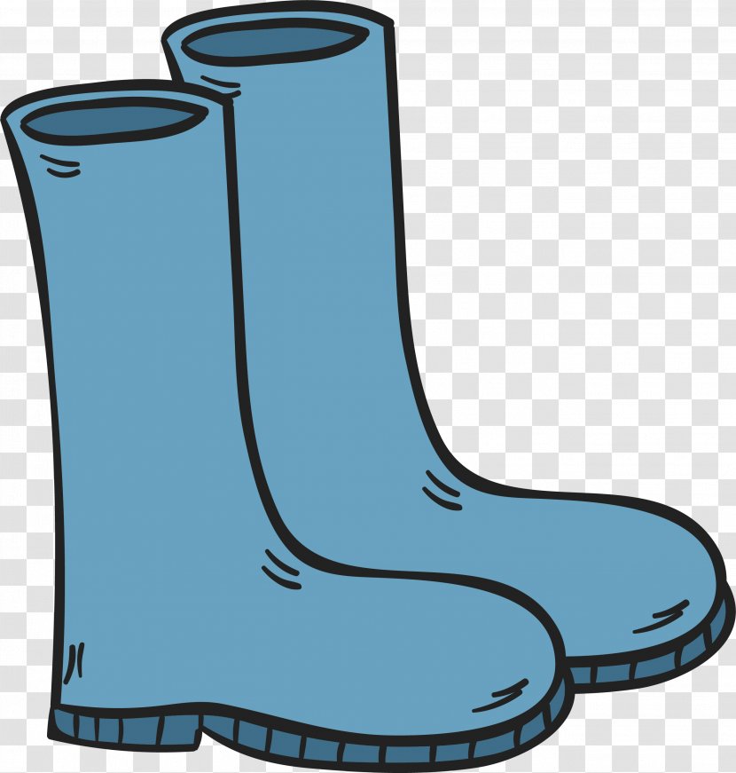 Autumn Rain Clip Art - Footwear - Painted Blue Boots Transparent PNG