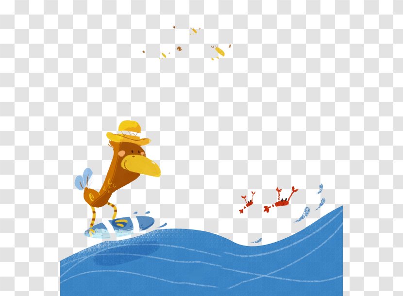 Cartoon Child Creative Work Illustration - Yellow - Cute Little Surfing Transparent PNG